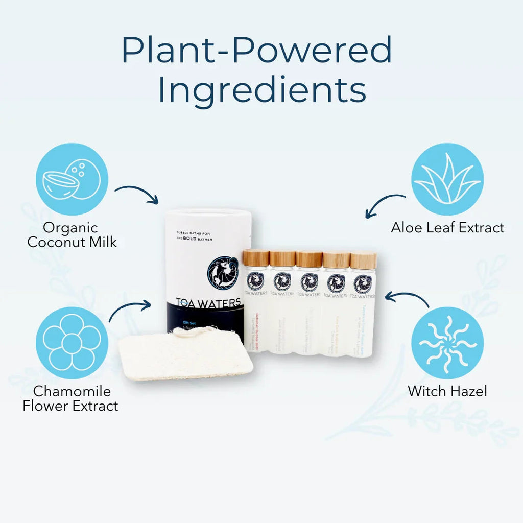 TOA Waters - Liquid Bath Bombs and Loofah Sponge Gift Set