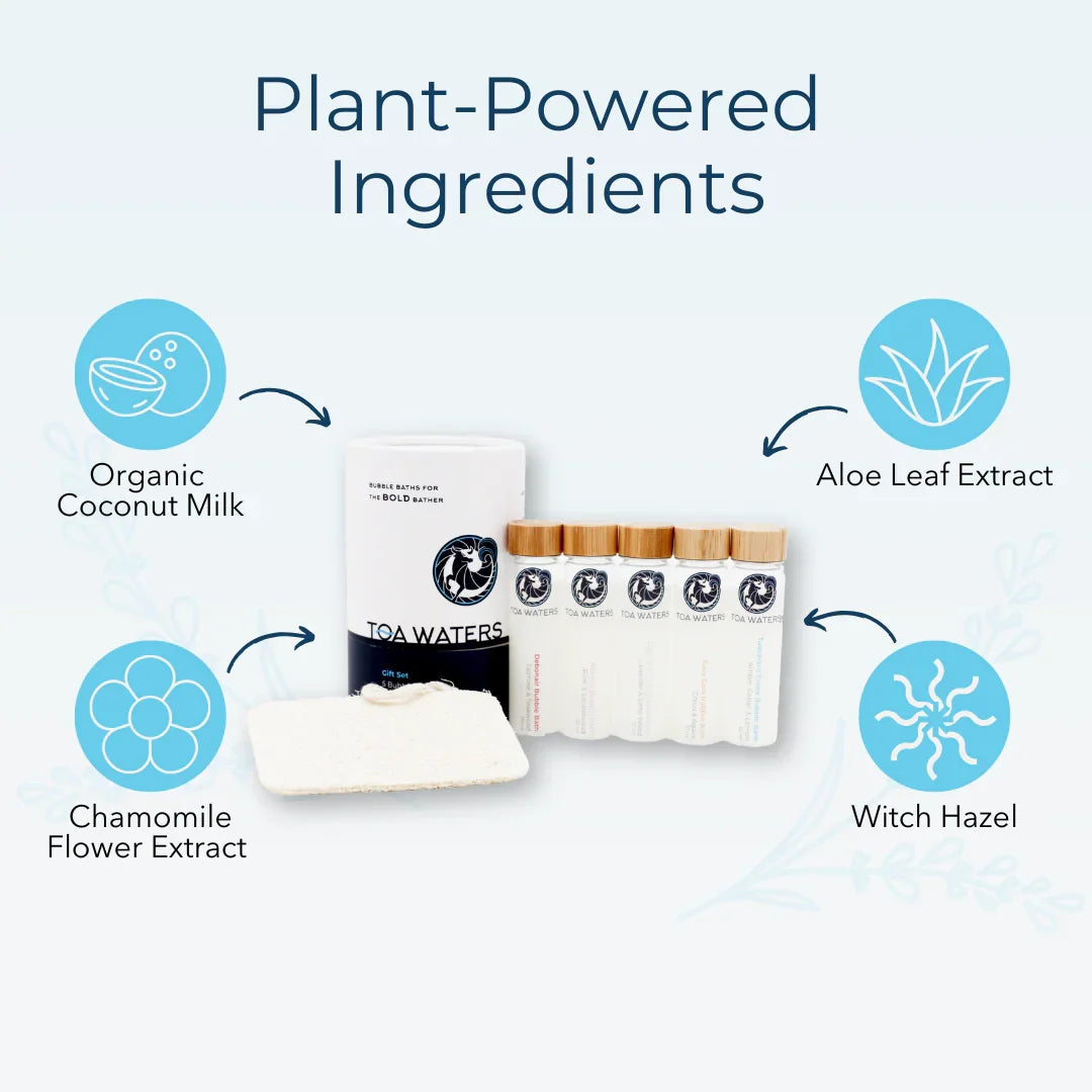 TOA Waters - Liquid Bath Bombs and Loofah Sponge Gift Set