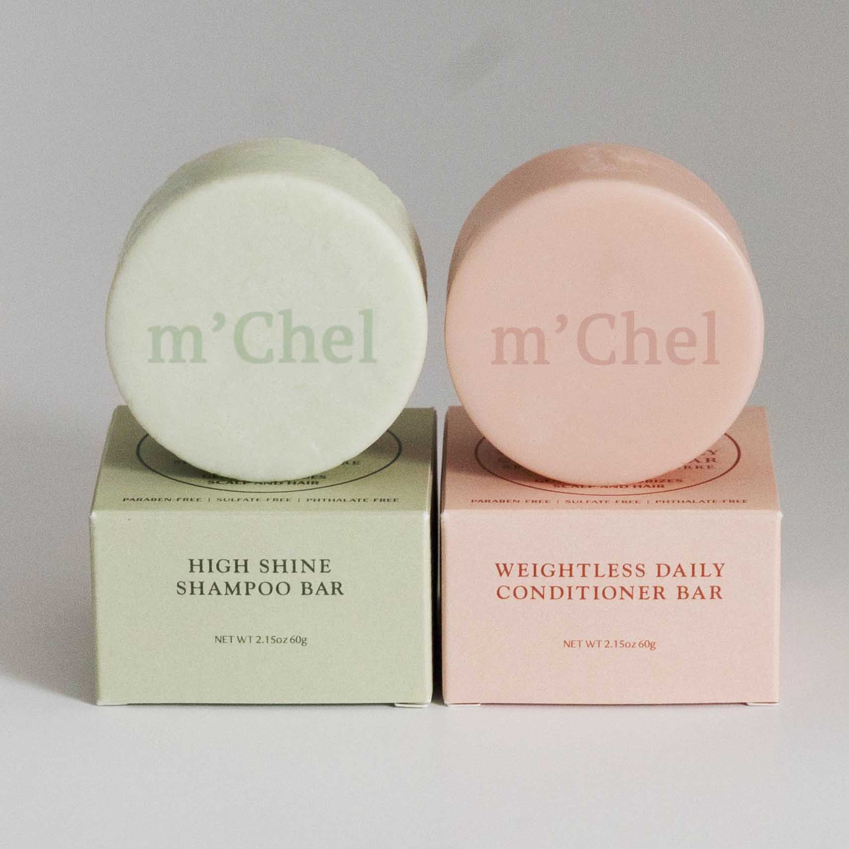 m’Chel - High Shine Shampoo + Weightless Daily Conditioner Bars Bundle