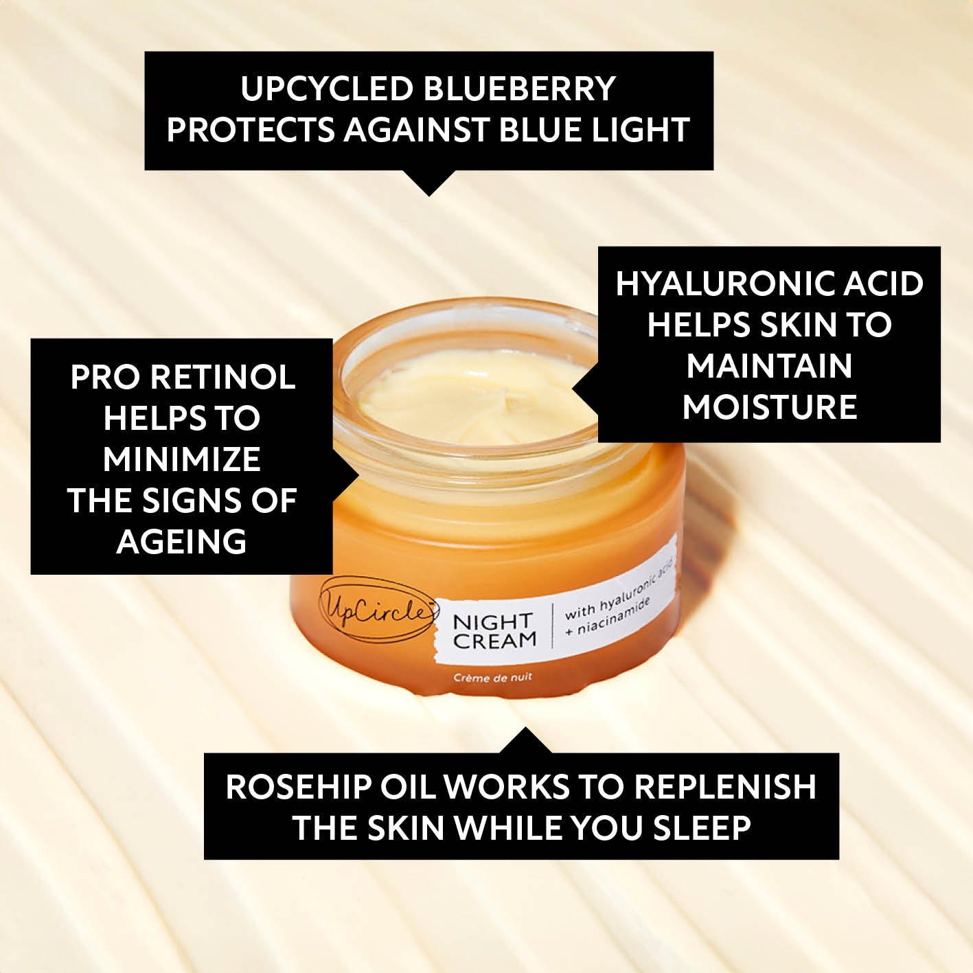 UpCircle - Night Cream with Hyaluronic Acid + Niacinamide - Travel Size