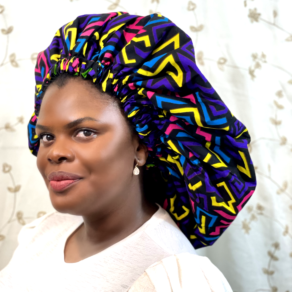 Duma Mbilli - 2XL Kente Silk Lined African Print Bonnet