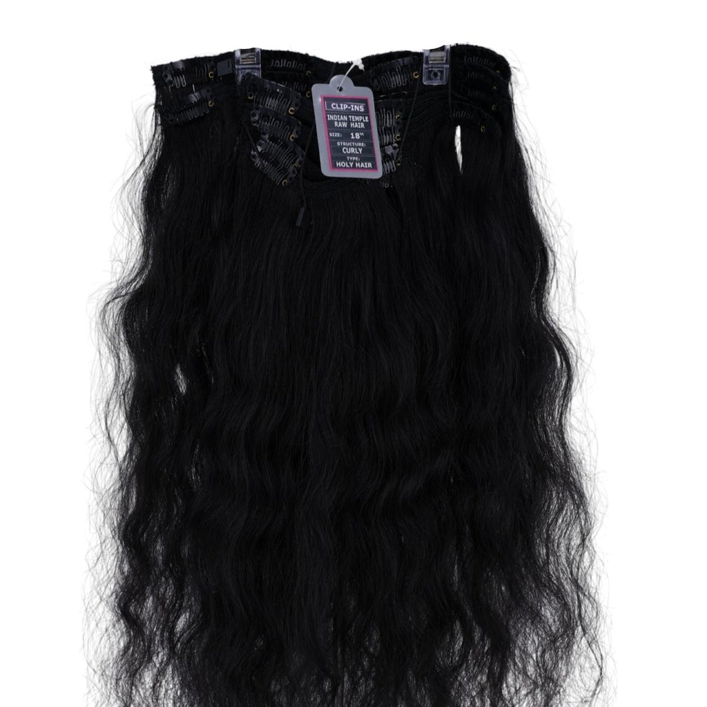 Private Label - Indian Curly Natural Black Clip-in 100% Human Hair Extensions