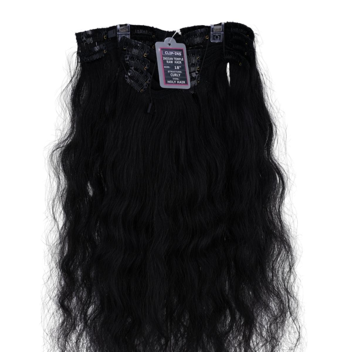 Private Label - Indian Curly Natural Black Clip-in 100% Human Hair Extensions