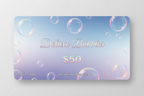 Deluxe Bubbles $50 Gift Card with my website at the bottom