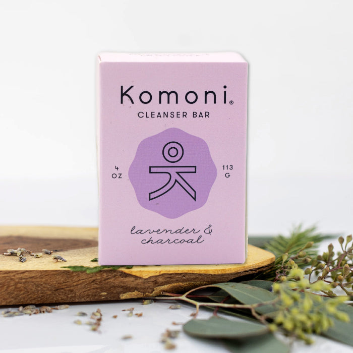 Komoni - Lavender Face & Body Cleanser Bar with Activated Charcoal