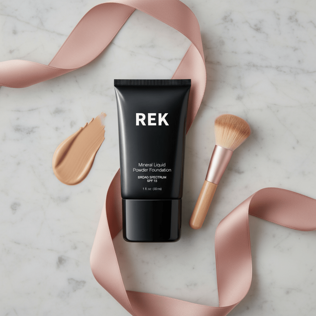 REK Cosmetics - Light Nude | Mineral Liquid Powder Foundation with SPF 15