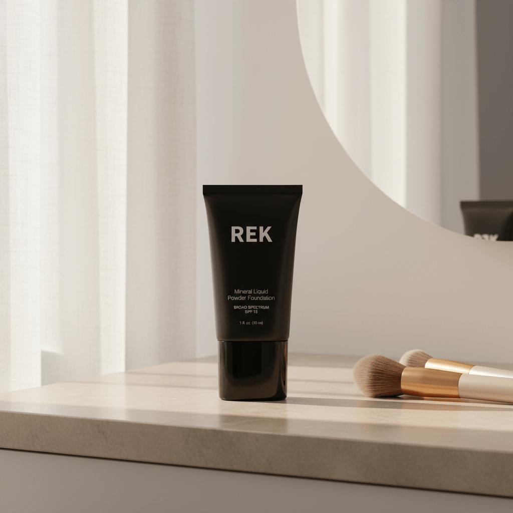 REK Cosmetics - Light Nude | Mineral Liquid Powder Foundation with SPF 15