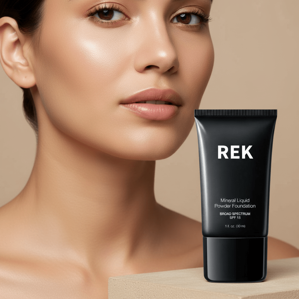 REK Cosmetics - Light Nude | Mineral Liquid Powder Foundation with SPF 15