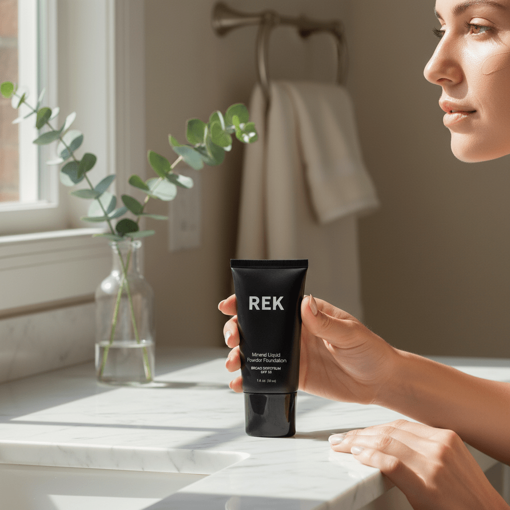 REK Cosmetics - Light Nude | Mineral Liquid Powder Foundation with SPF 15